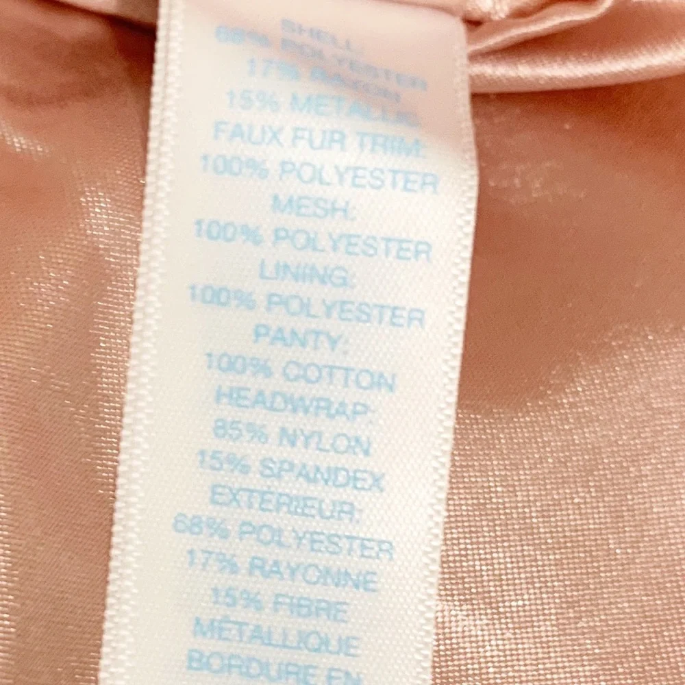 The Children’s Place Girls Blush Metallic Party Dress Faux Fur Collar 3-6 Months